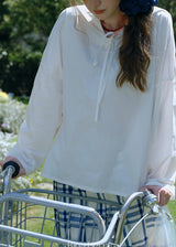 Vintage Sailor Collar Tie Long Sleeve Blouse
