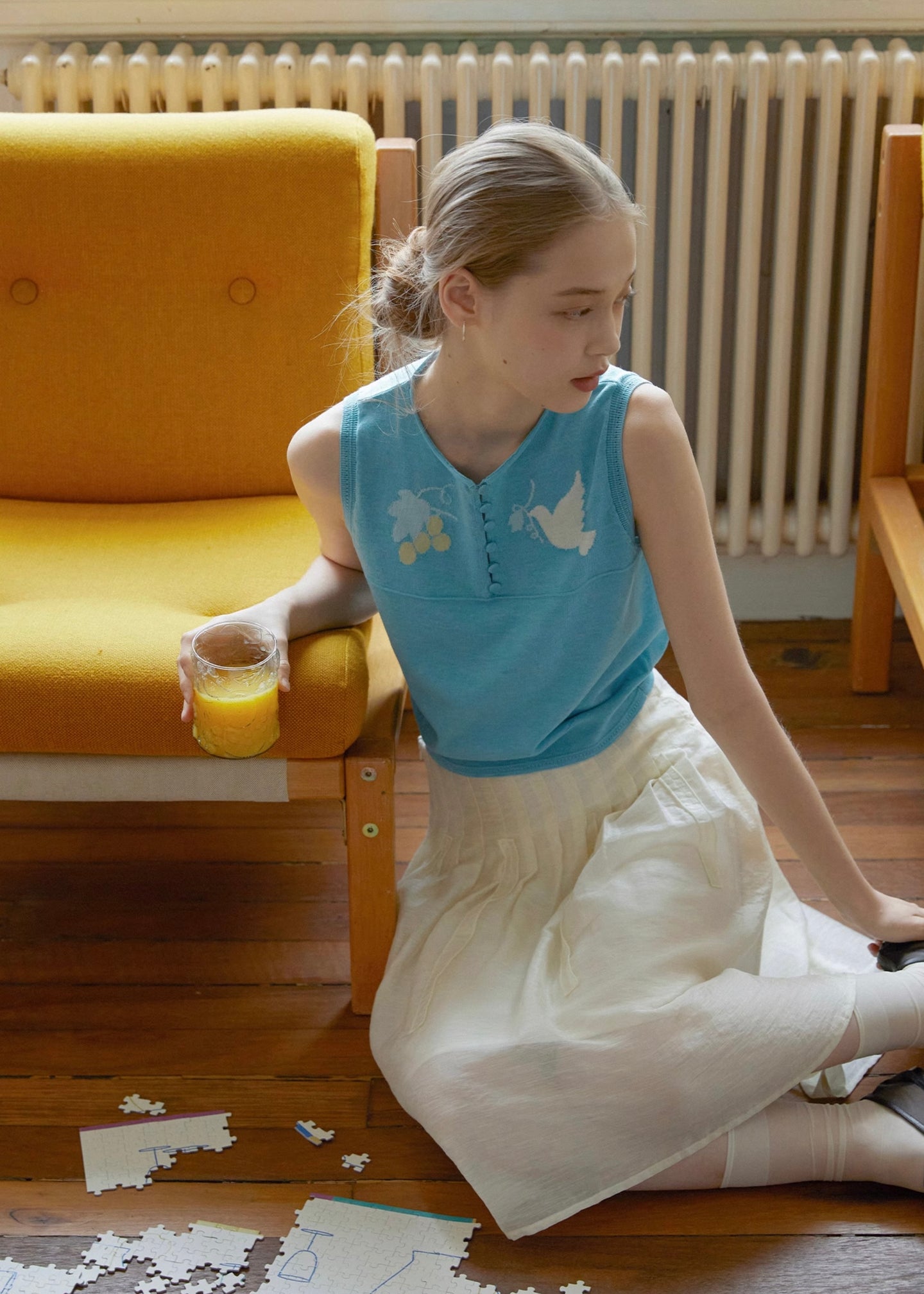 BlueBird Vintage Embroidery Summer Knit Sleeveless Vest
