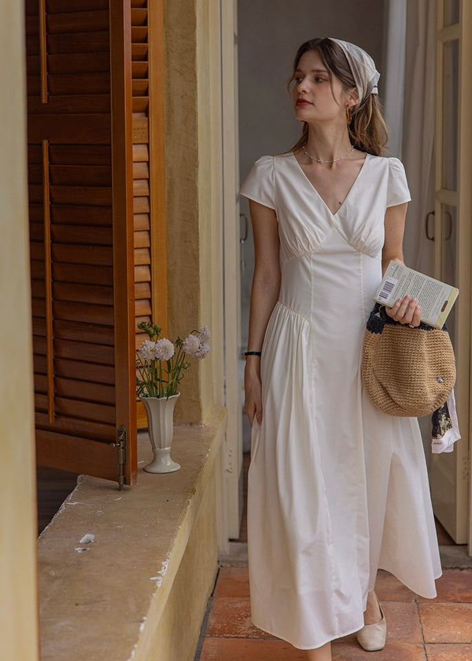 White Cottage A-Line Long Dress