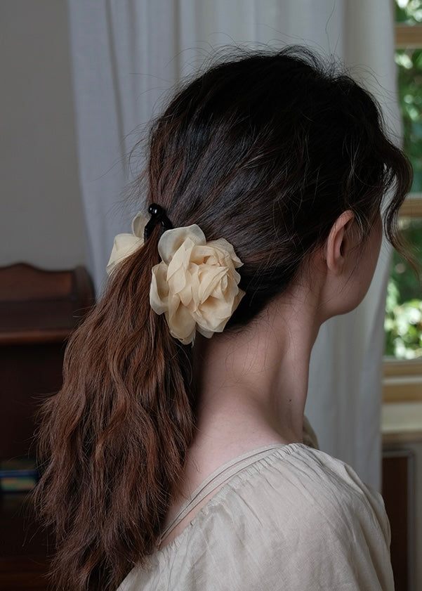 Cream Petal Garden Romantic Flower Hair Claw Clip