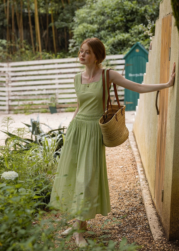 Garden Rhythm Smocked Waist Sleeveless Dress(2COLOR)