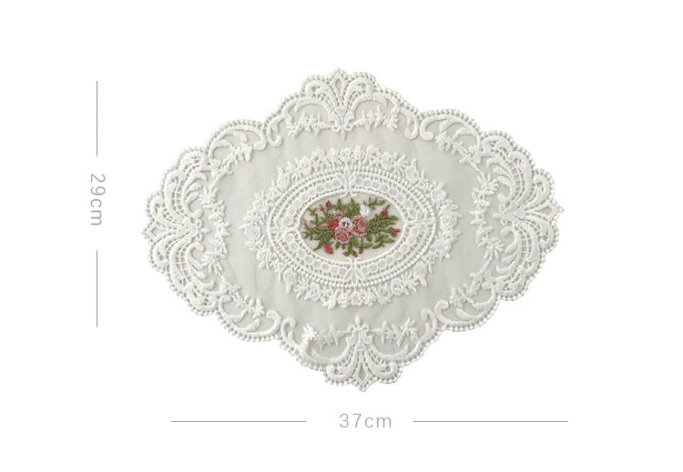 Heirloom Bloom Lace Mat|Vintage Embroidered Floral Placemat