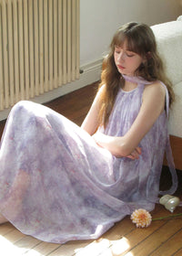 Lilac Veil Flowing Halter Maxi Dress