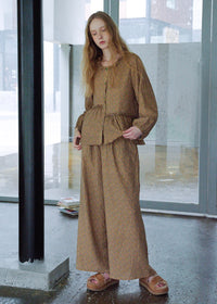 Vintage Brown Polka Dot Cotton Loungewear Set