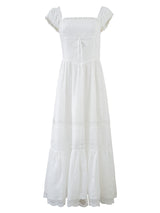 Élise Broderie White Dress | Romantic Lace Cotton Maxi Dress