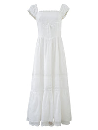 Élise Broderie White Dress | Romantic Lace Cotton Maxi Dress