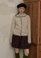 Cream Beige Echo Soft Wool Knit Cardigan