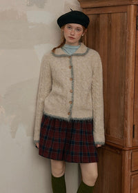 Cream Beige Echo Soft Wool Knit Cardigan