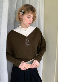 Olive Verse Embroidered Vintage Layered Knitwear