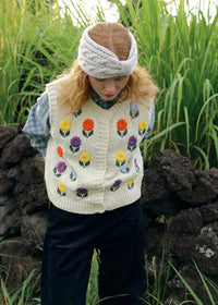 Vintage Daisy Embroidered Knit Vest