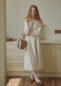 Heirloom Embroidered Vintage White Maxi Dress