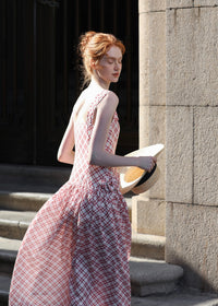 Cherry Grid Sundress | Red Check Sleeveless Vintage Dress