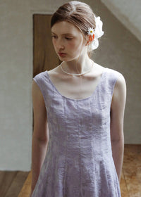 Lilas Reverie Lavender Jacquard Lace-Up Dress