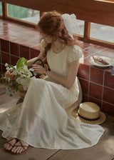 Sunday Light Embroidered Dress | Ivory Vintage Cotton Maxi Dress