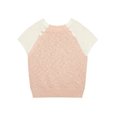 Blush Calm Shell Button Color Block Knit Top