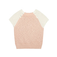 Blush Calm Shell Button Color Block Knit Top