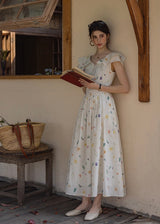 Blooming Ruffle Garden Dress | Vintage Floral Sleeveless Cotton Maxi