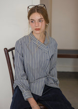 Maren Mist Blue Striped Wrap Shirt
