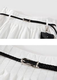 Belted Pleated Mini Skirt with Pouch(2COLOR)