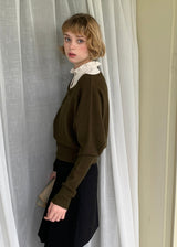 Olive Verse Embroidered Vintage Layered Knitwear