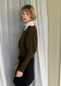 Olive Verse Embroidered Vintage Layered Knitwear