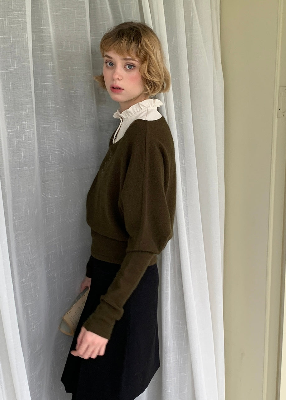 Olive Verse Embroidered Vintage Layered Knitwear