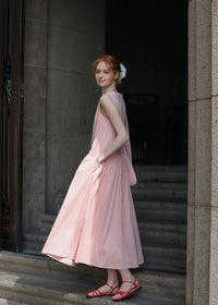 Summer Petal Cotton Dress | Light Pink Sleeveless Dress