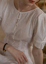 Alba Eyelet Cotton Dress | Romantic White Embroidered Summer dress