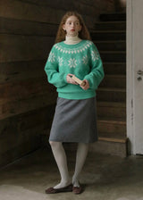Snowfall Nordic Fair Isle Fuzzy Knit Sweater(2COLOR)