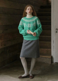 Snowfall Nordic Fair Isle Fuzzy Knit Sweater(2COLOR)