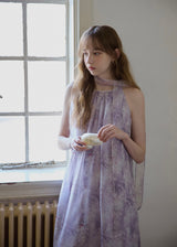 Lilac Veil Flowing Halter Maxi Dress