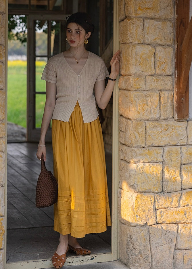 Été Knit Button Top | Slim Fit V-Neck Ribbed Summer Cardigan Blouse(2COLOR)