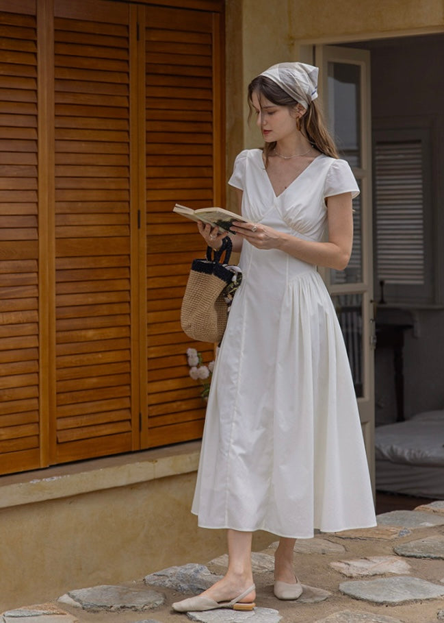 White Cottage A-Line Long Dress