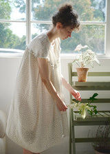 Quiet Daylight Cotton Gauze Nightdress Soft Floral Loose Lounge Dress