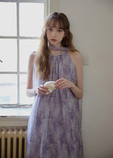 Lilac Veil Flowing Halter Maxi Dress