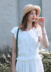 Lucie Ruffle Lace Blouse | Vintage White Cotton Summer Top