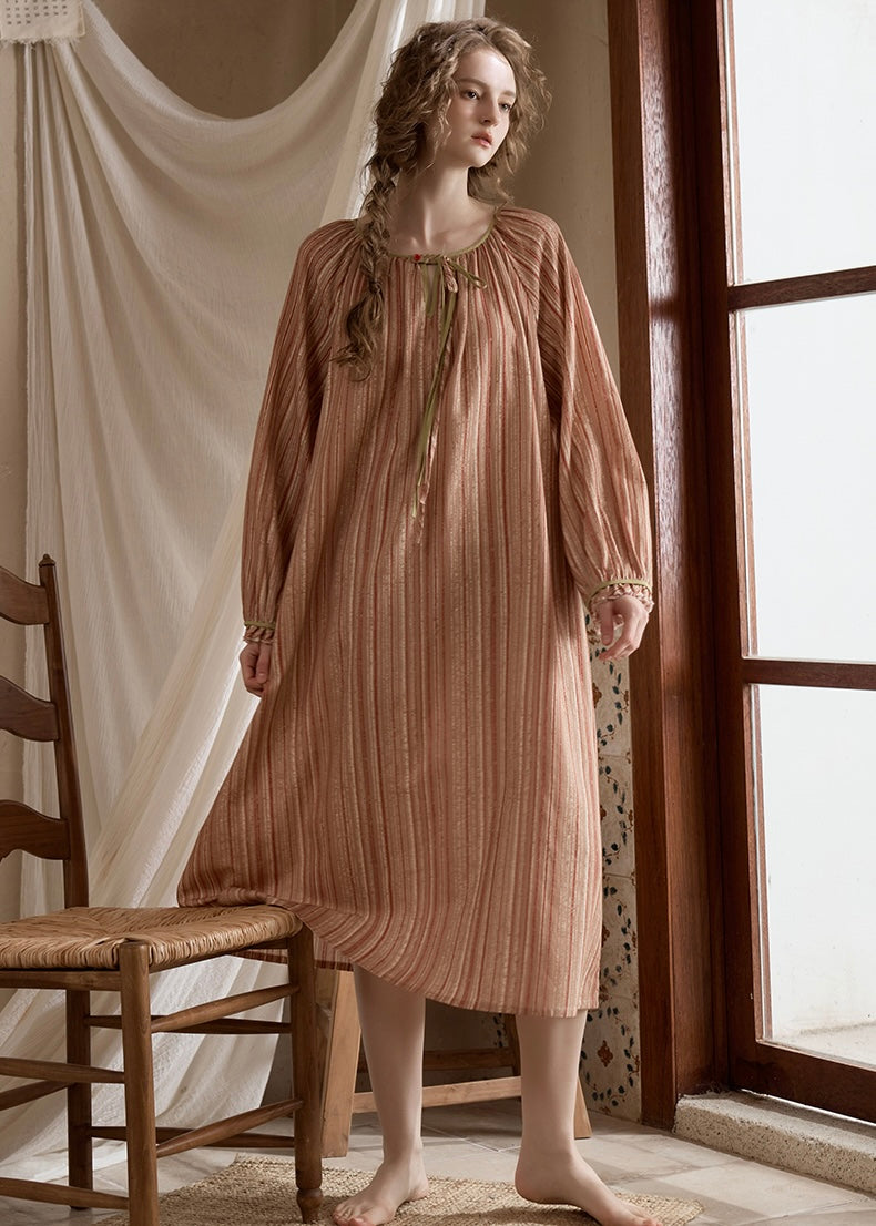 Autumn Lines Cotton Vintage Nightdress