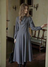 Falling Lines Draped Collar Dress