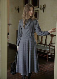 Falling Lines Draped Collar Dress