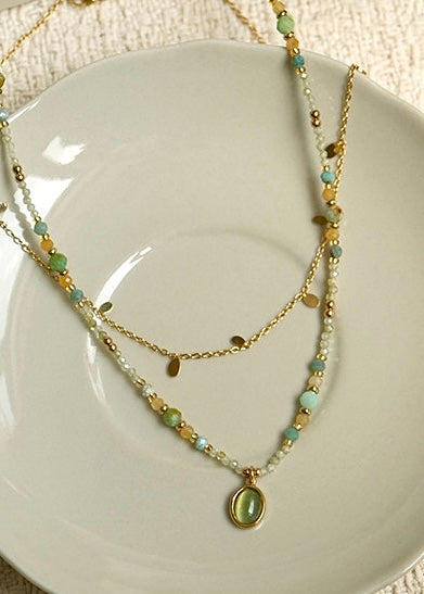 Verdant Beaded Double Necklace