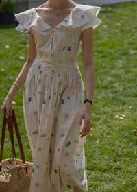 Blooming Ruffle Garden Dress | Vintage Floral Sleeveless Cotton Maxi