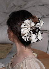 Dot Muse Ribbon Polka Ruffle Claw Clip