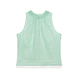 Soft Mint Polka Dot Back Ribbon Sleeveless Top