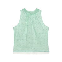 Soft Mint Polka Dot Back Ribbon Sleeveless Top