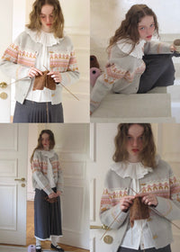 Pastel Nordic Fair Isle Vintage Sweater Cardigan