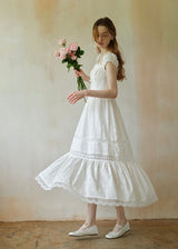 Élise Broderie White Dress | Romantic Lace Cotton Maxi Dress
