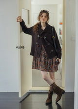 Cocoa Dusk Vintage Wool Blend Toggle Knit Cardigan