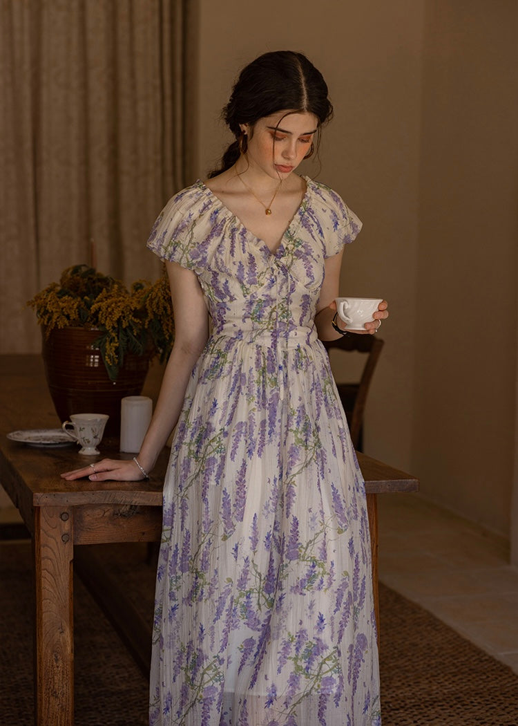 Wisteria Bloom Dress | Romantic Lavender Floral Summer Dress
