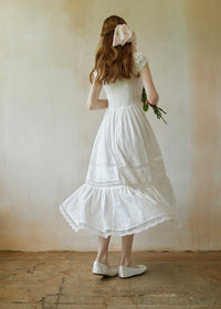 Élise Broderie White Dress | Romantic Lace Cotton Maxi Dress