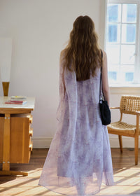 Lilac Veil Flowing Halter Maxi Dress